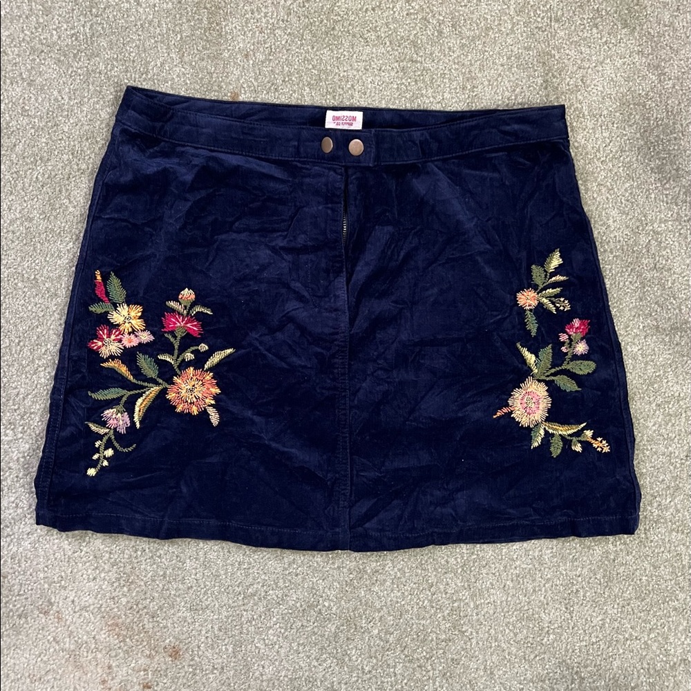 Corduroy navy mini skirt